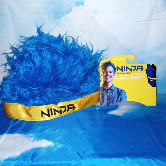 Blue Hair Ninja Gamer Headband Wig Hat – Richard Tyler Blevins Headwear HTF NEW - Picture 1 of 5